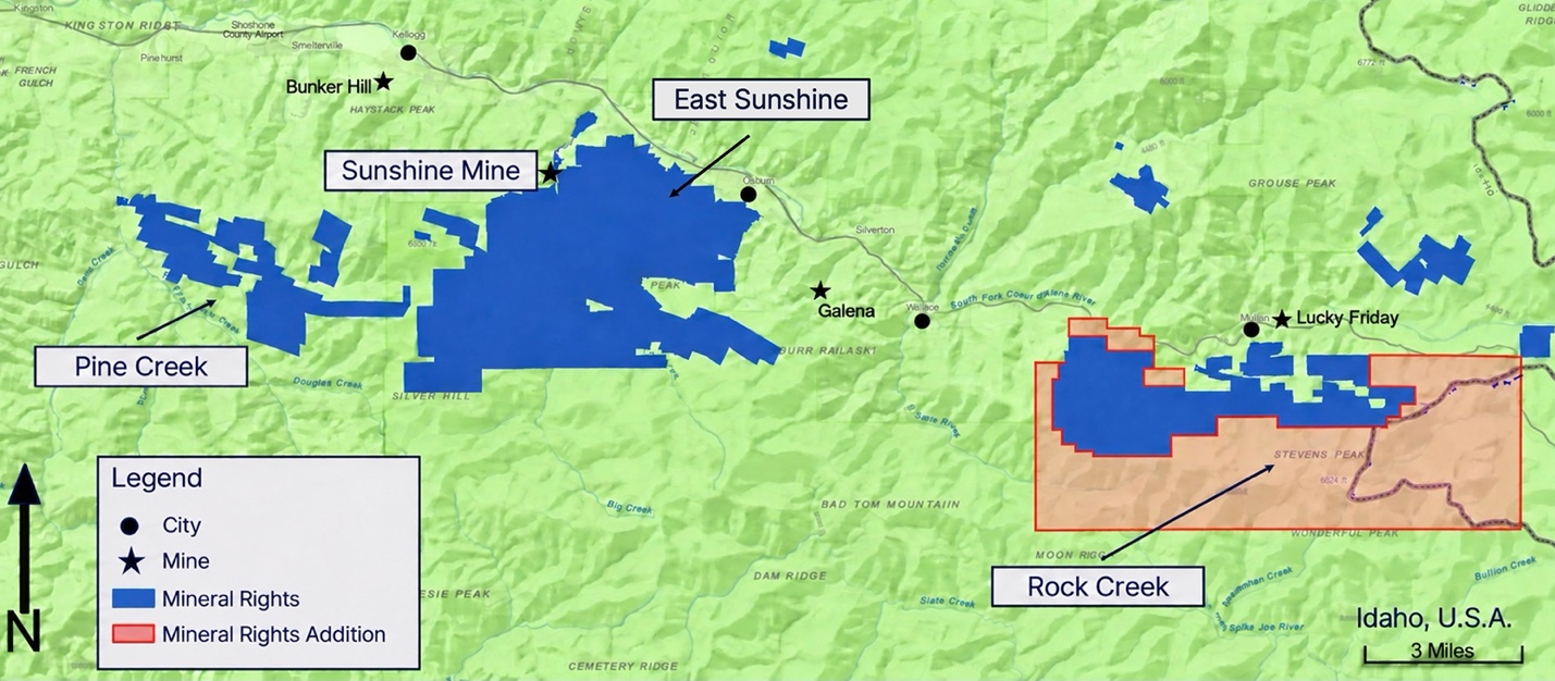 Sunshine Silver Mining Expands Idaho Silver Valley Land Position by 60 Percent